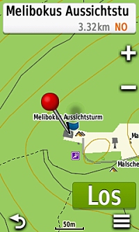 Melibokus Aussichtsturm angezeigt auf der Garmin Topo V6 am Oregon 600